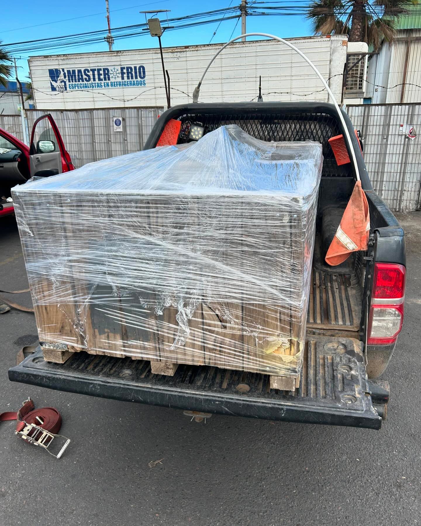 Componente asegurado en pallet para despacho a faena